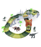 Dinosaur World Bridge Create A Road 142 Piece Flexible Track Playset with Toy Cars 2 Dinosaurs